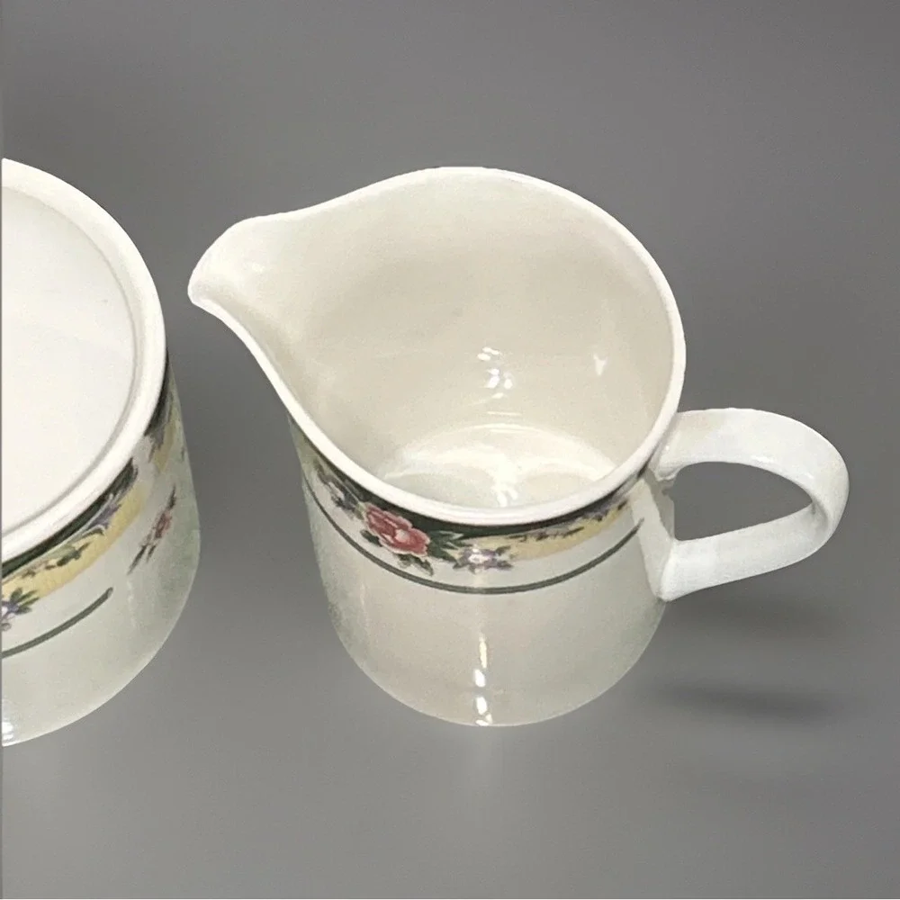Excel Legend 435 Fine China Creamer & Lidded Sugar Bowl Set Floral Pink Rose Vtg